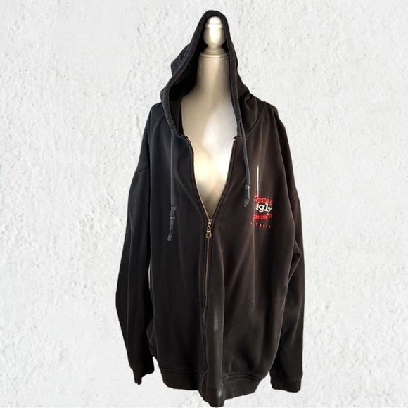 Coyote Ugly black zip front hoodie long sleeves extra large 100% cotton - Picture 1 of 9